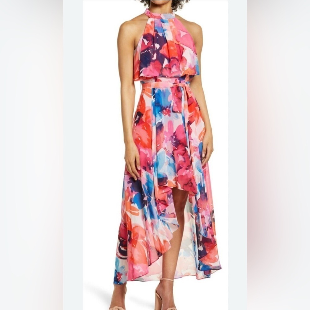 Eliza J Floral Halter Neck Popover High/Low
Watercolor Sleeveless Easter Dress 6